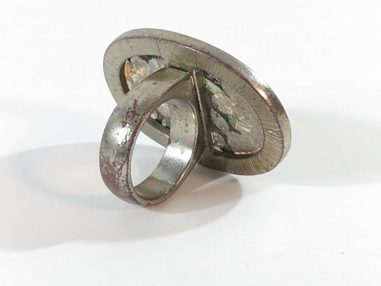 Vintage Mid Century Large Floral Oval Ring 1.5″