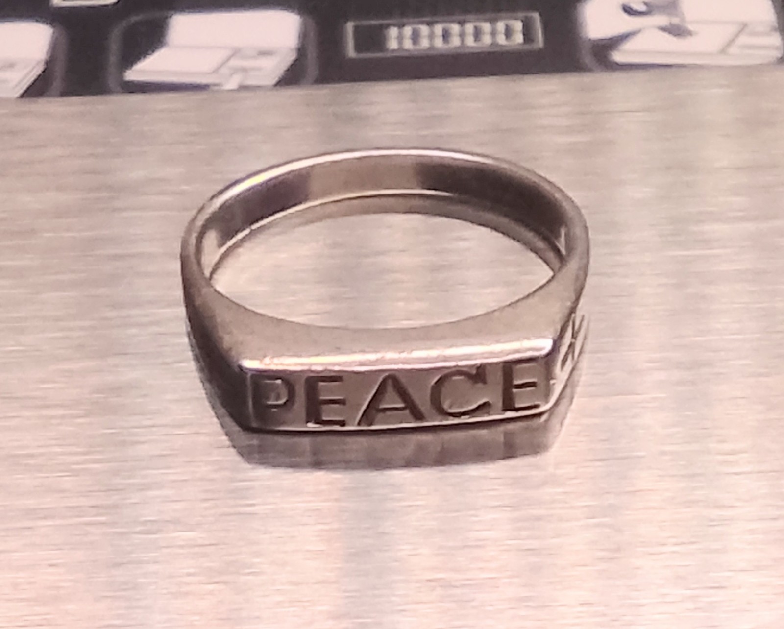 Vintage 925 Sterling Silver Peace Ring Cross Signet Band Sz 7.75 Boho Religious
