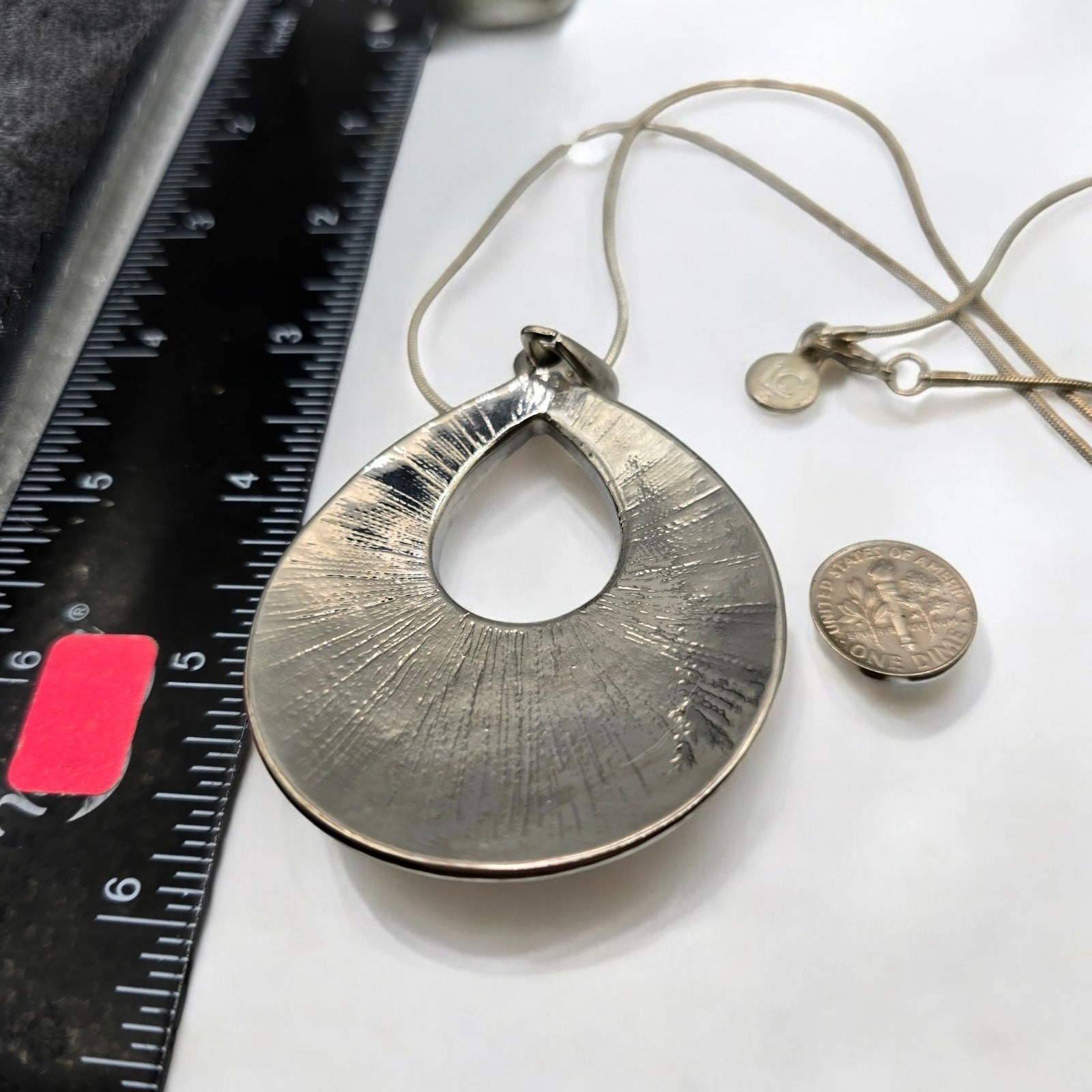 Liz Claiborne Statement Necklace Teardrop Shaped Pendant 34″ SKU 2243