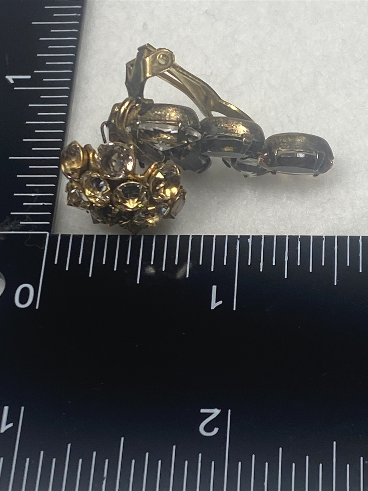 Vintage Signed Schreiner New York Rhinestone Gold Tone Earrings