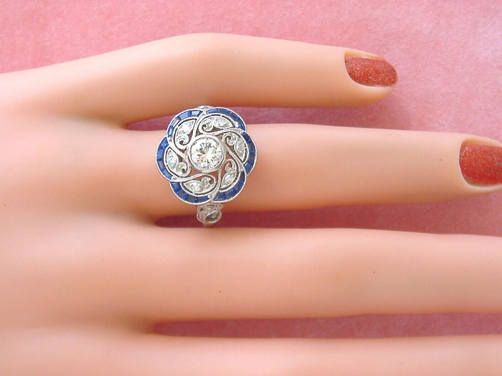 2.10CT Round Art Deco Style Swirl Lab Created Diamond Vintage Ring 925 Silver
