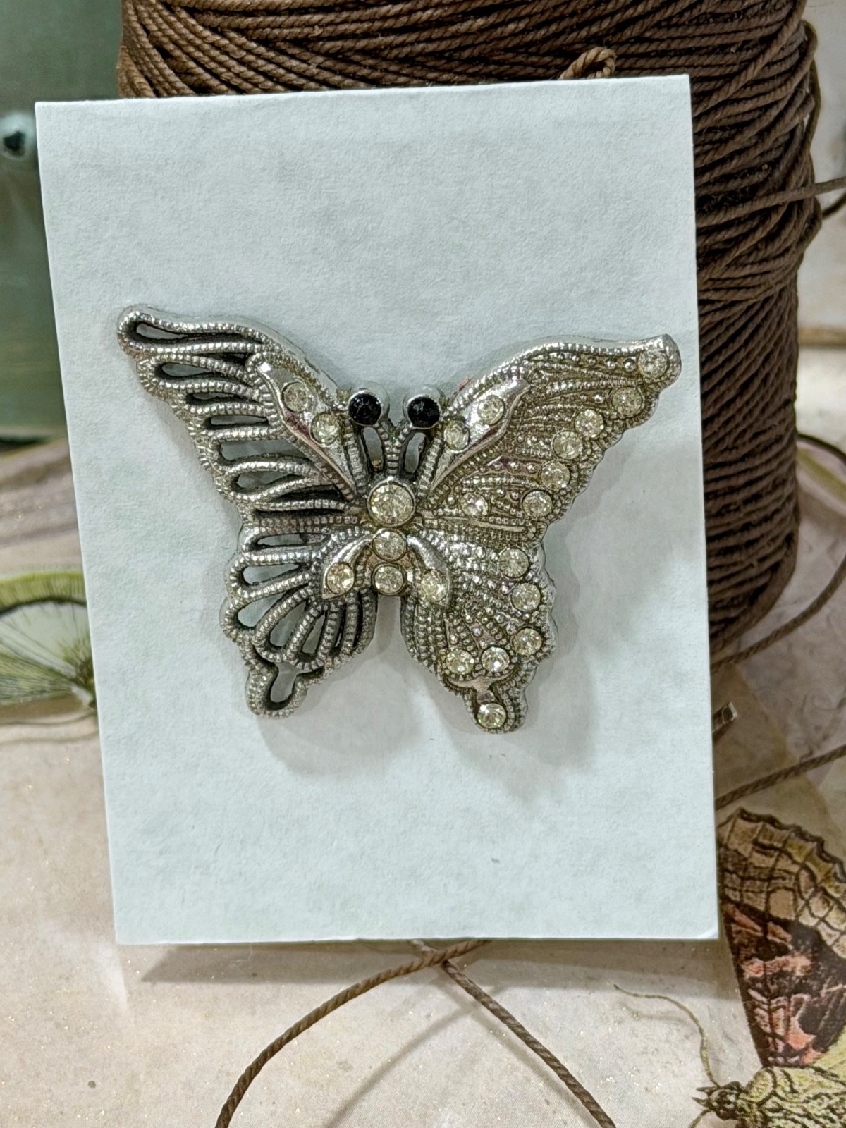 Butterfly Tact Pin, Silver-tone Filigree-style Gift for Her, Mom, Spring