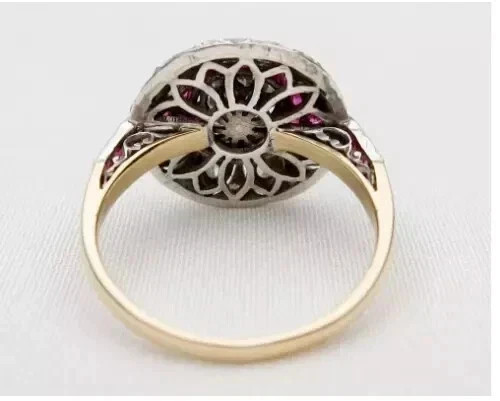 2Ct Art Deco Style Round Cut Lab Created Diamond 14K Yellow Gold FN Wedding Ring