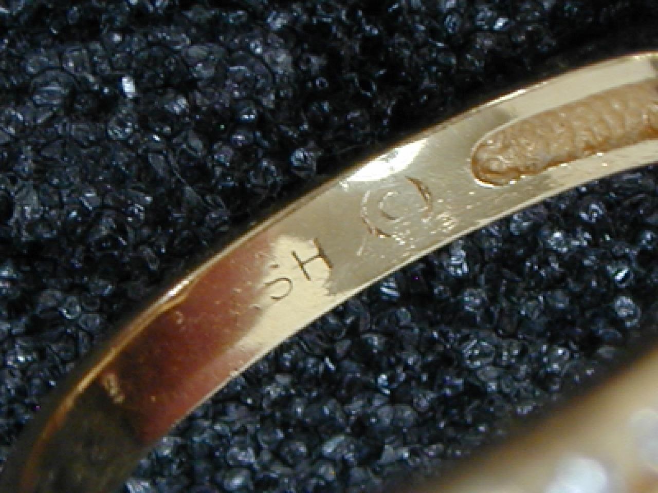 Vtg ASH 14K Yellow Gold Marquise Dark Blue Sapphire & Diamond Ring Size 7.5 585