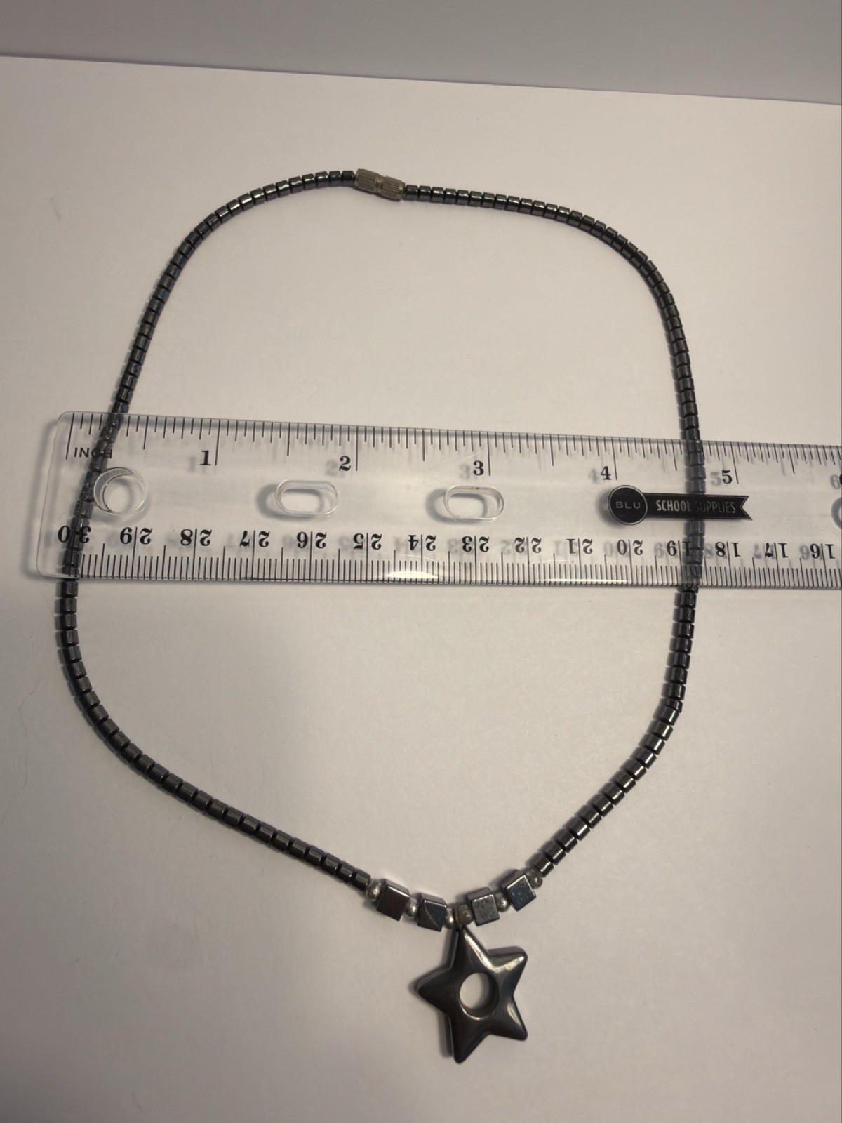 Hematite Star Necklace Dark Grey Vintage 90s Twist On Clasp
