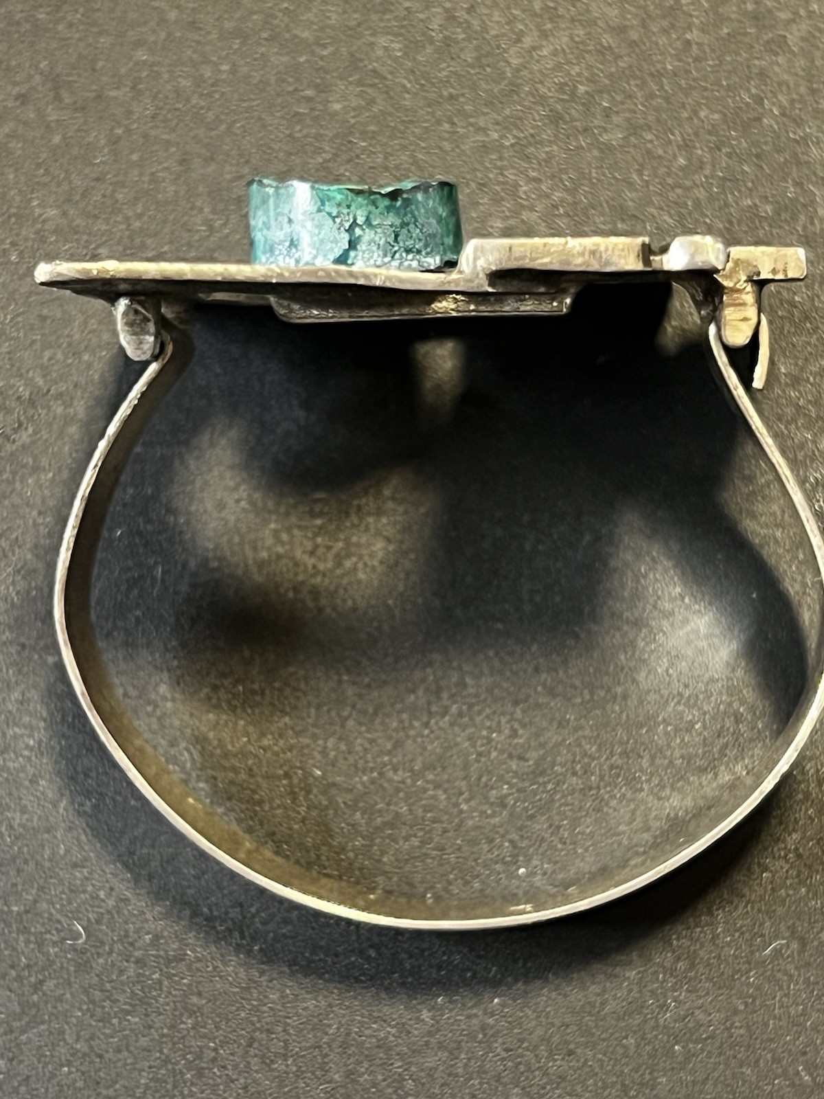 Scandinavian Brutalist 835 Silver Sz 5.75 Artist Crafted Bracelet Chrysocolla