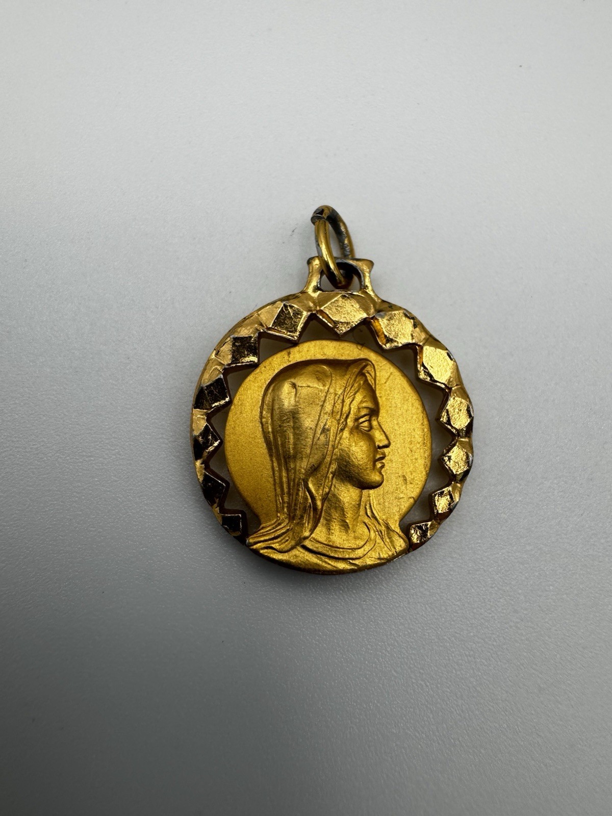 Vintage 1970s Italian Gold Plated Madonna Pendant My Mother My Hope Openwork
