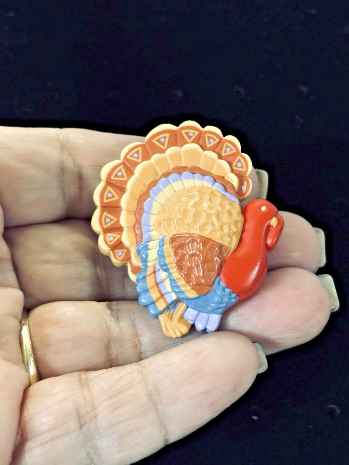 Vintage Lot of 2 Thanksgiving Turkey Brooch Pin C-Clasp Hallmark & Pilgrim Pin