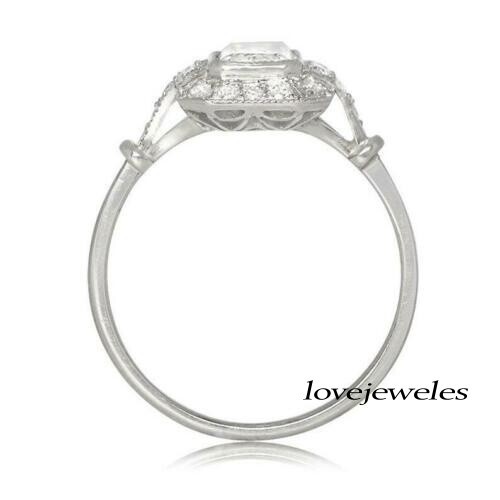 2.50CT Emerald Cut Lab-Created Diamond Vintage Halo Engagement Ring 925 Silver