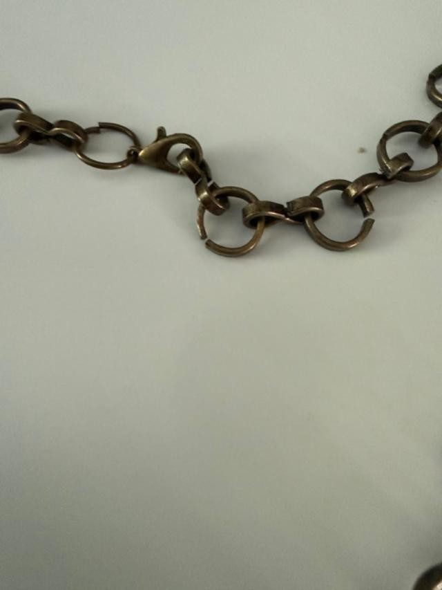 Vintage Style Bronze Tone Y Drop Necklace Champagne Amber Beads 22″