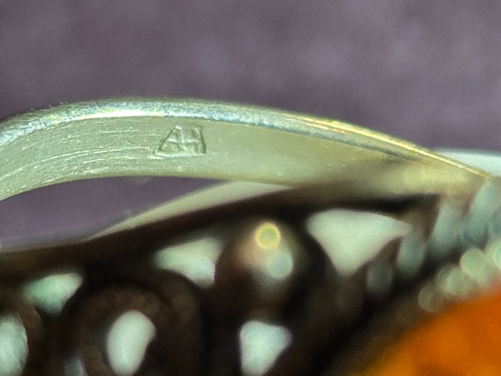 Vintage Signed Latvian Amber Ring made by A. Hellwigs
