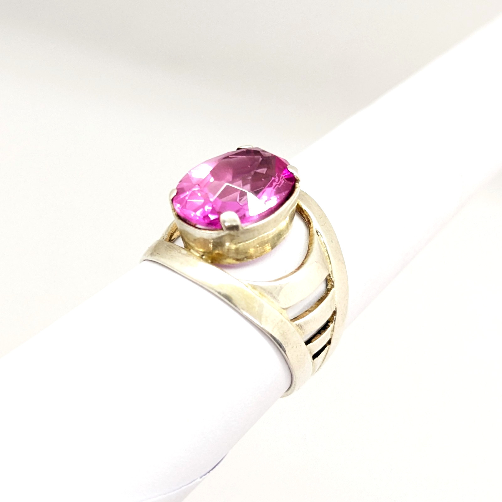 Vintage Luxury Soviet RING Silver⭐️875 with Big Bright Ruby -10.5US (20mm) | #77