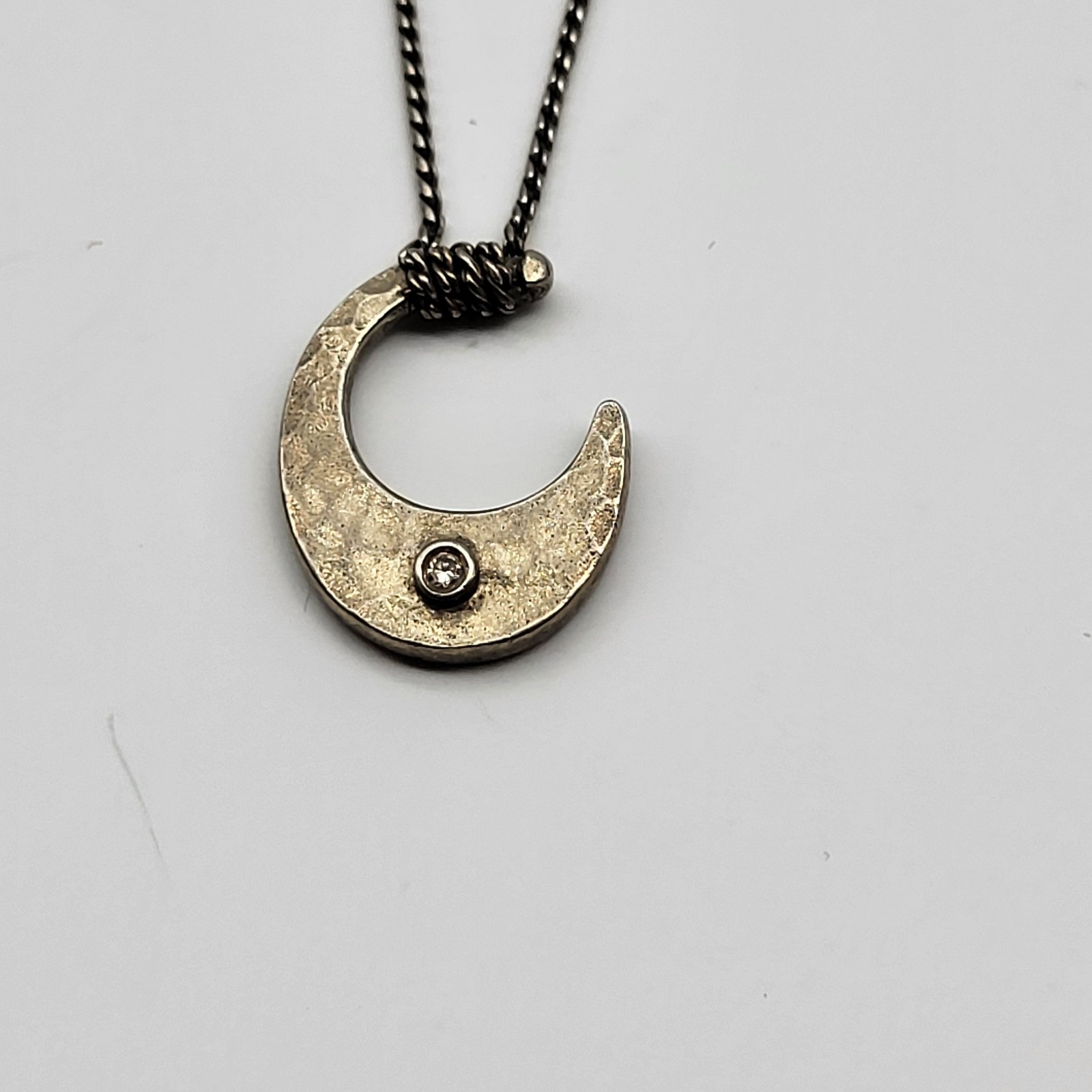 Fabulous Vintage Sterling Silver Crescent moon necklace signed Kenneth Cole 925