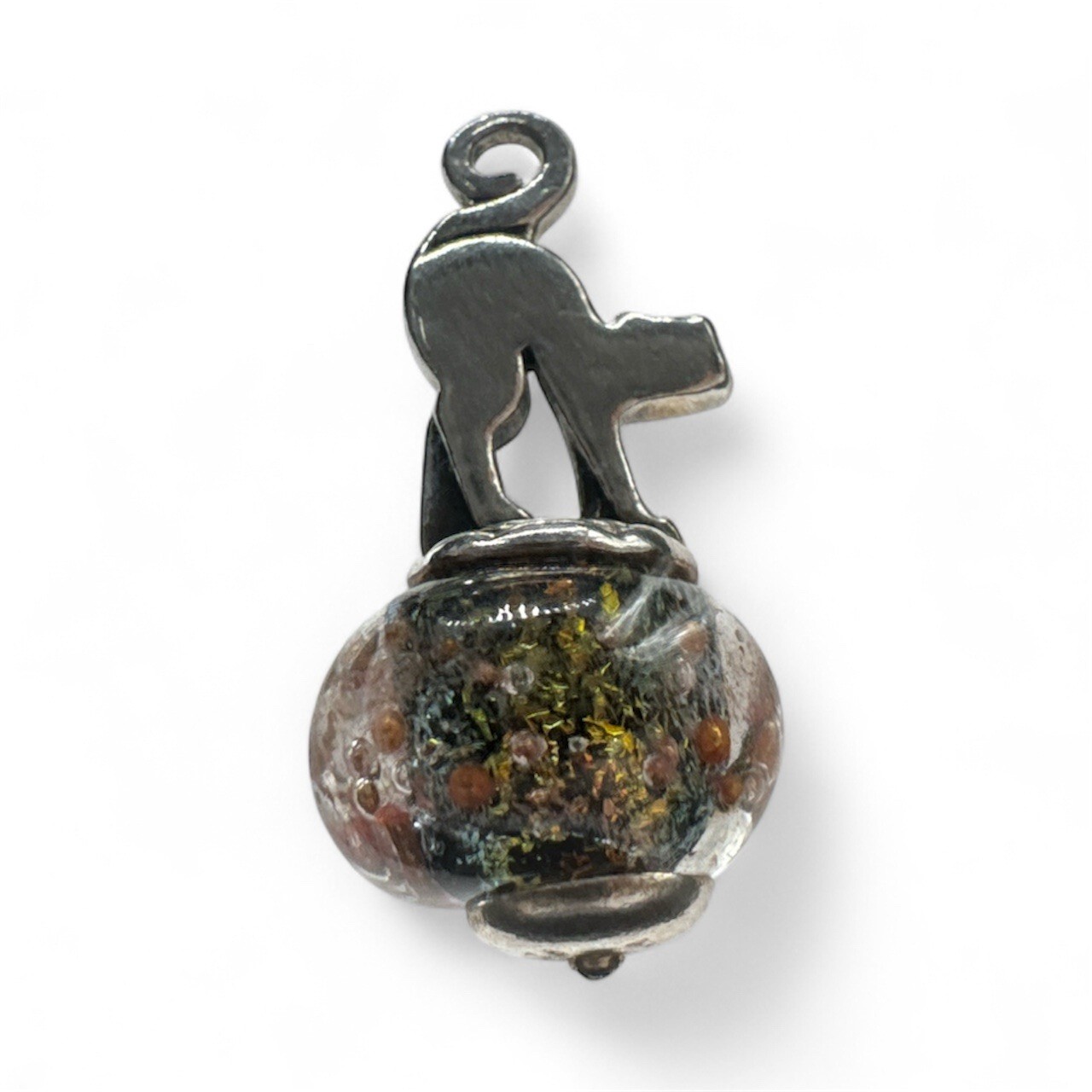 Retired James Avery Scaredy Cat Art Glass Charm 925 Sterling Silver