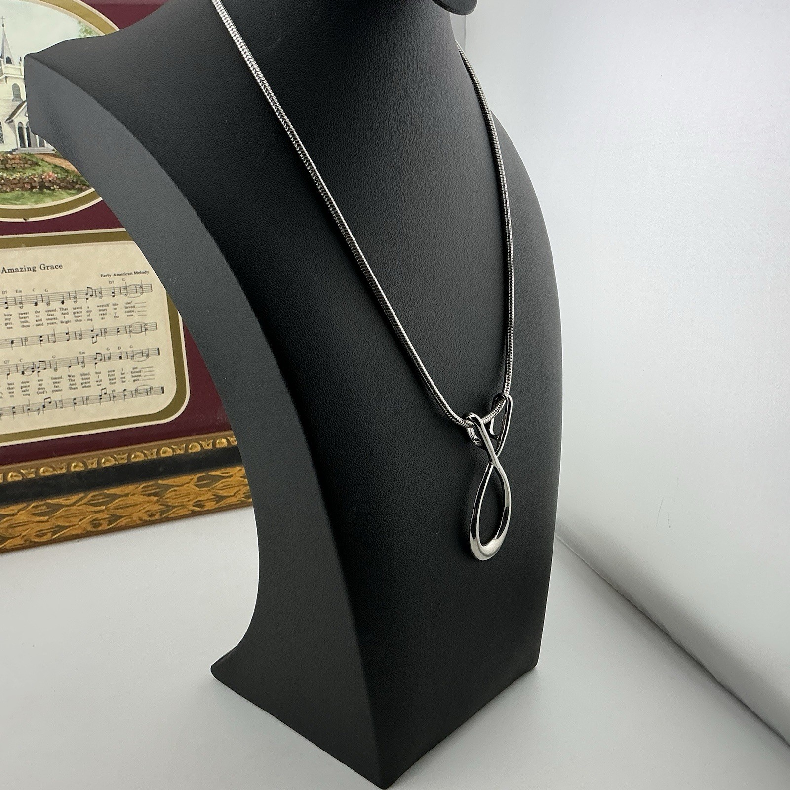 Modernist Necklace SilverT Sleek Minimalist Streamlined 16-19” Weighs 22 Grams