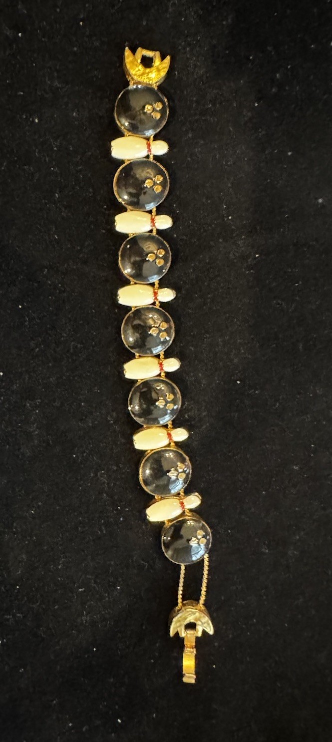 Gold Tone Bowling Ball Bowling Pins Vintage Slide Bracelet 6.5” League