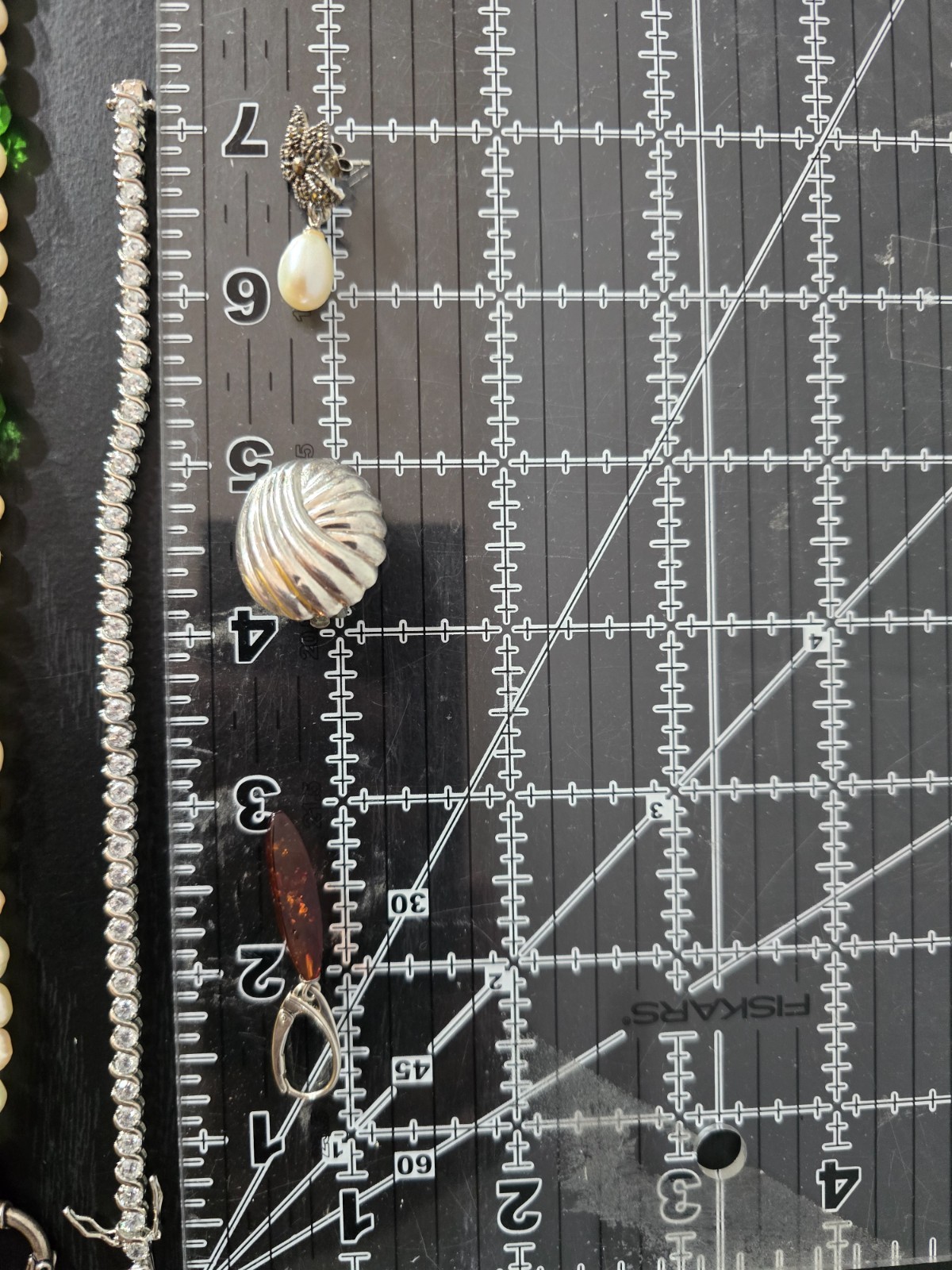 925 jewelry lot w/ fresh pearls Baltic amber and crystals signed