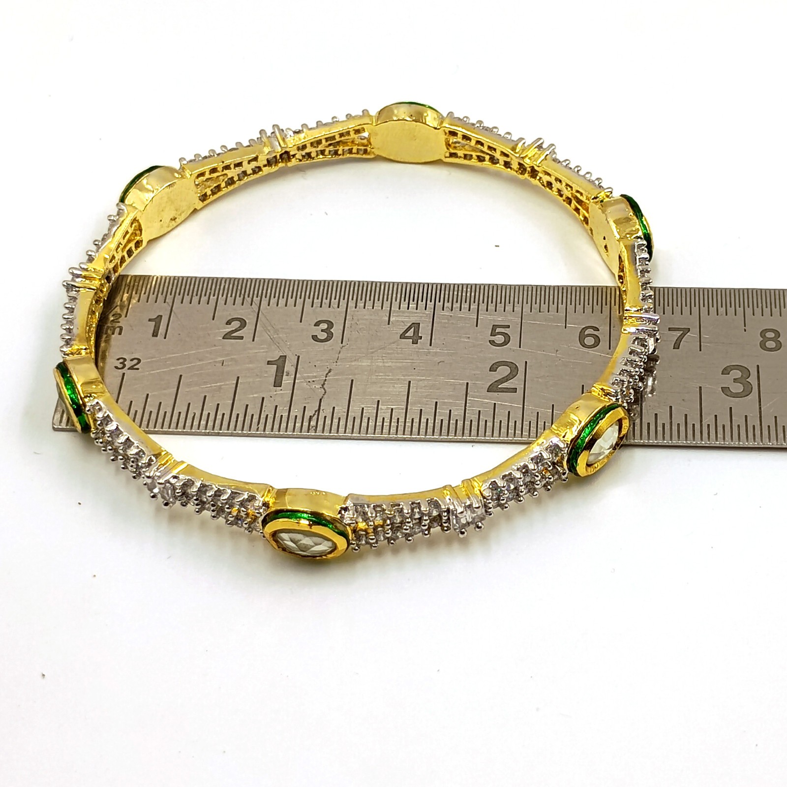 Bridal Wedding Kundan Meenakari Bangles 22k Gold Plated CZ South Indian Jewelry
