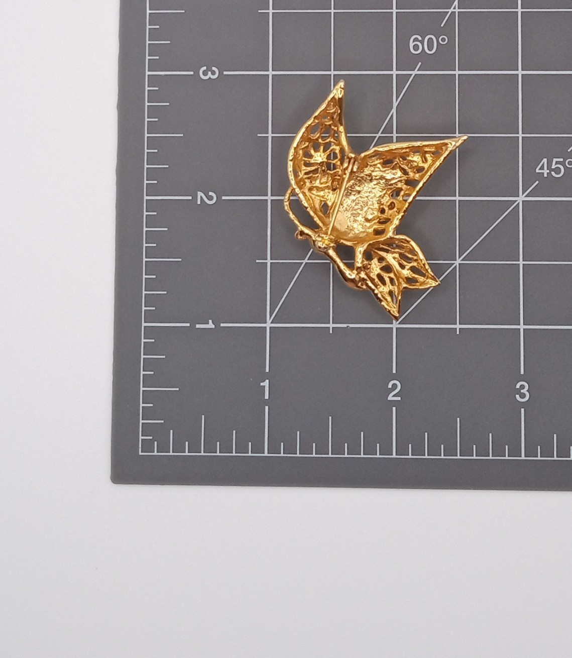 Filigree Butterfly brooch, Faux Pearls, Rhinestones, Vintage Gold Tone