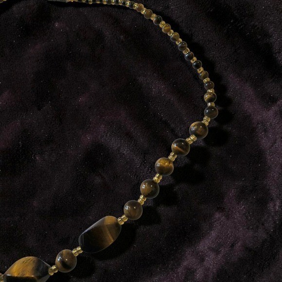 Vintage Genuine Tiger’s Eye Graduated Bead Necklace Barrel Clasp