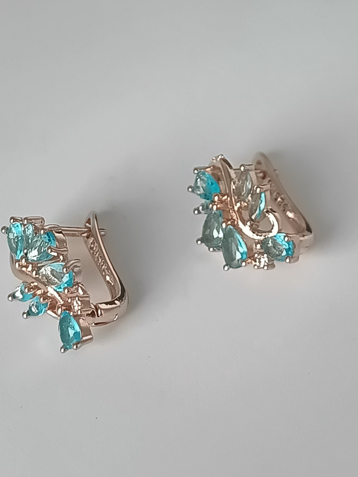 Vintage 1990-s 14 Ct Rolled Gold Aquamarine Zircons Earrings – Hallmarked 585 RG
