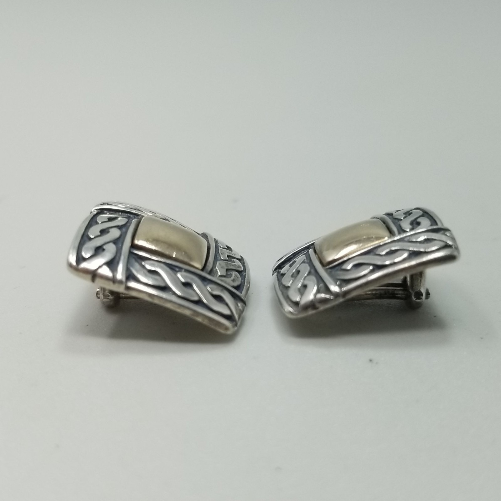 Retired James Avery 14k and Sterling Silver Celtic Square Clip On Earrings