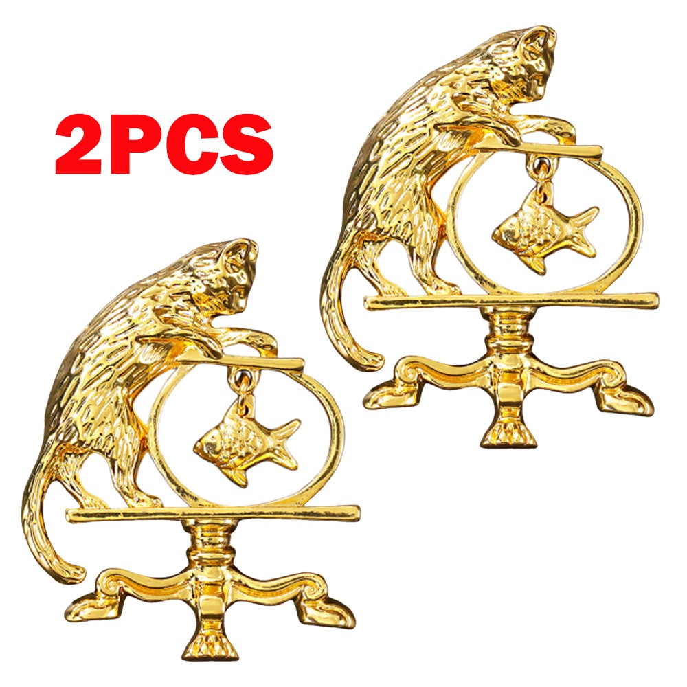 2Pc Antique Jewelry Cat Vintage Fishing Brooch Personality Fashion Zinc Alloy US