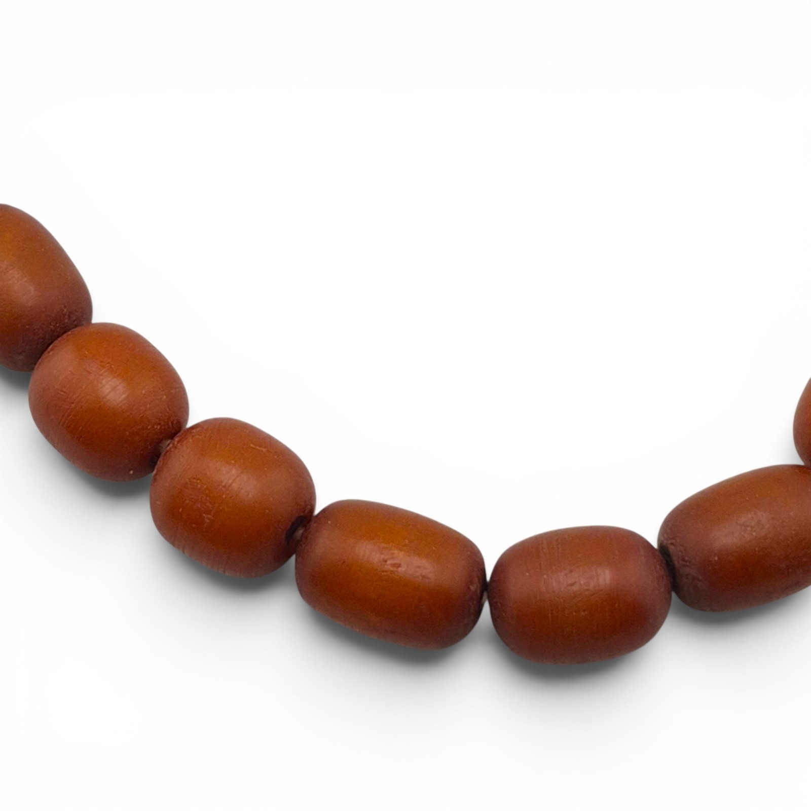 Vintage Natural Sumatran Amber Bead Necklace 49.83g Graduated Barrel Strand