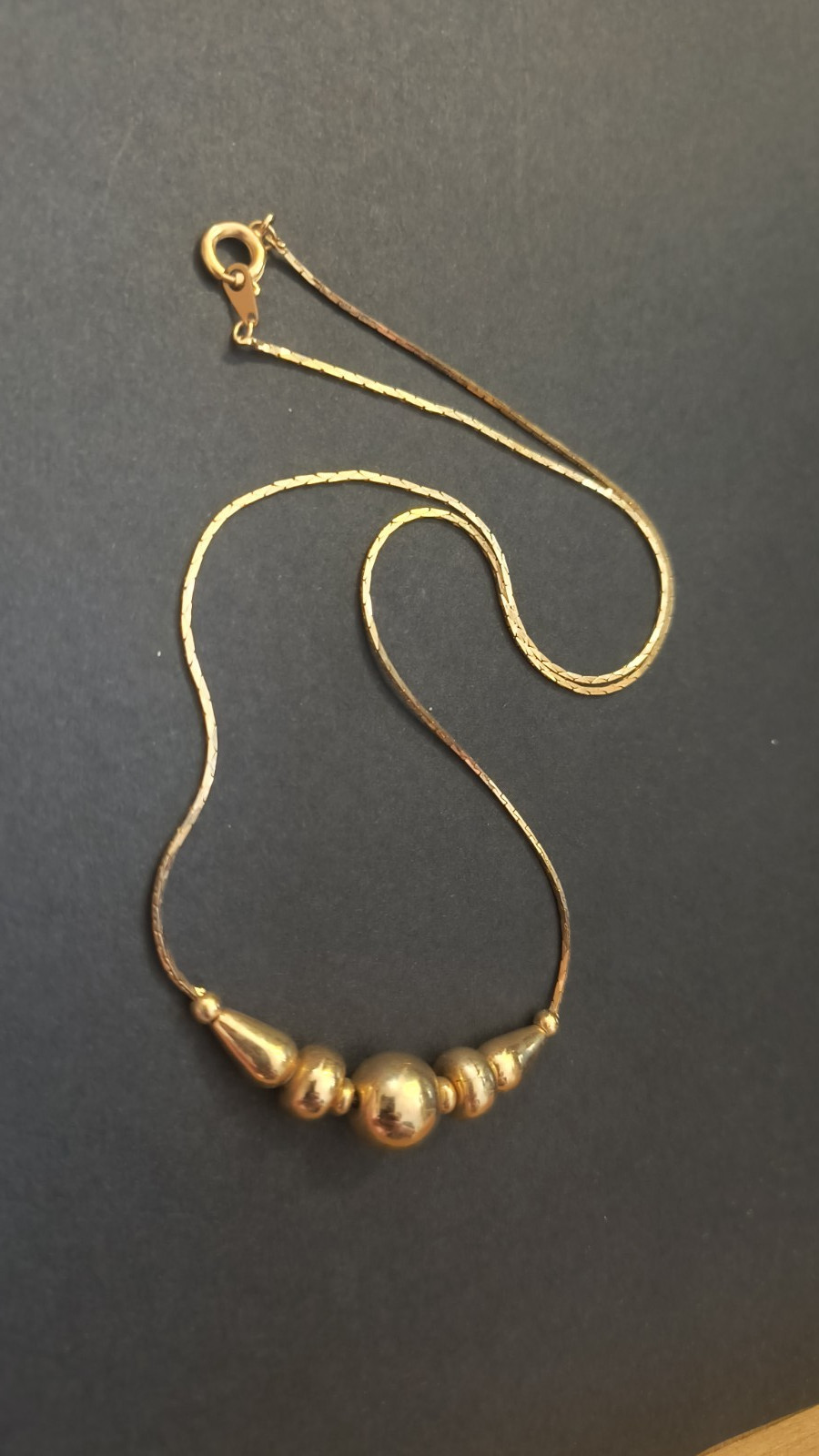 VTG Retro / Art Deco Bead Necklace in Goldtone, Ancient Theme & Style, 18 inche