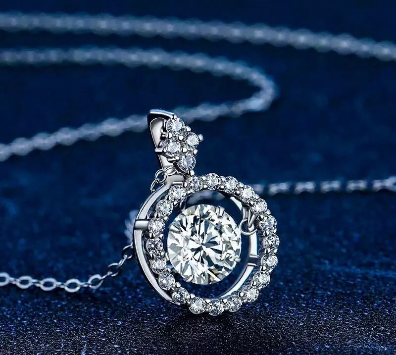 Round Lab Created Diamond Woman’s Special Gift Pendent In 14K White Gold Finish