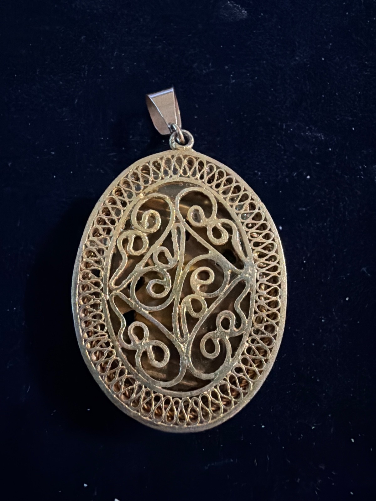 Gold Colored Carved Tiger Eye Pendant .2 X 2.6 Cm