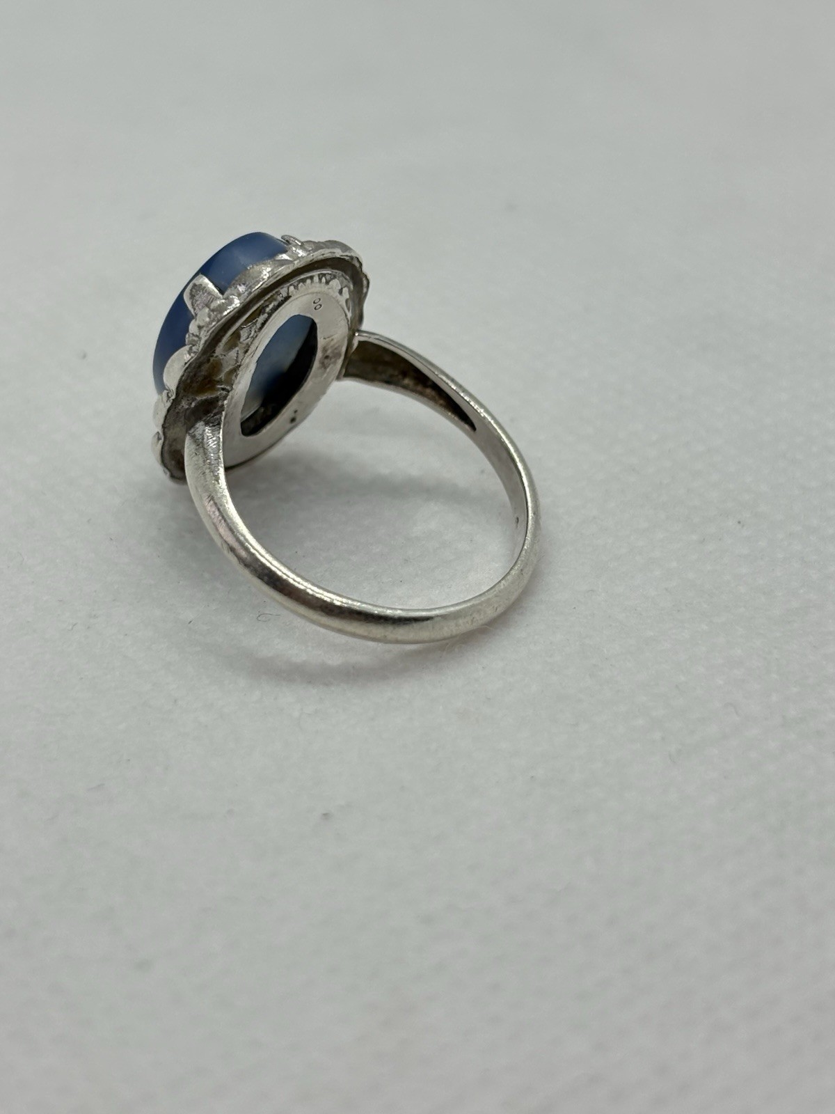 Vintage Clark & Coombs Sterling Silver Blue Lace Agate Statement Ring Size 6.5