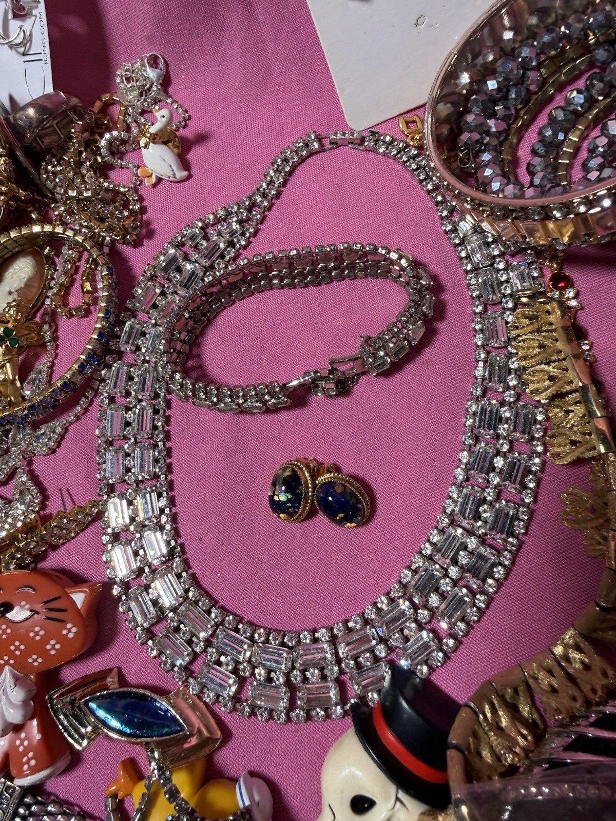 Costume Jewelry Lot VTG Rhinestone Set Givenchy Whiting & Davis Solid Perfume