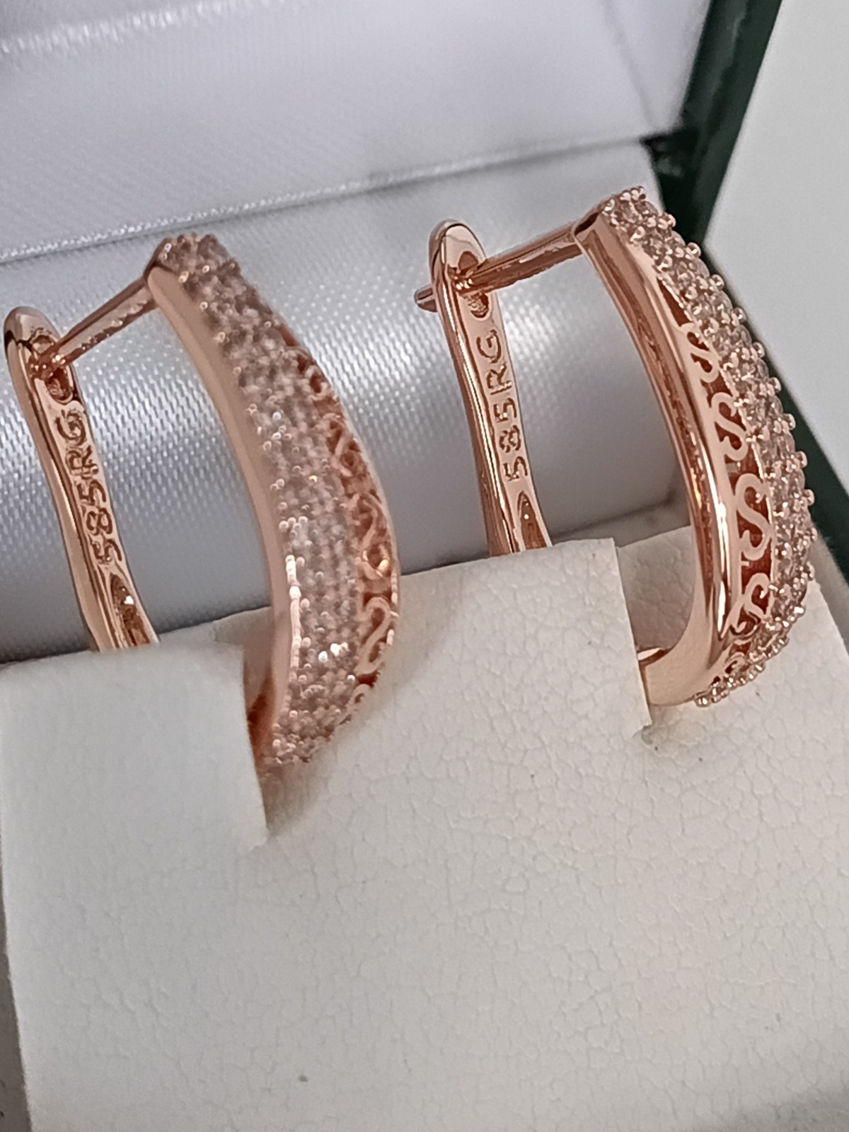 Vintage 1990-s 14 Ct Rolled Gold Zircons Earrings-Hallmarked 585 RG