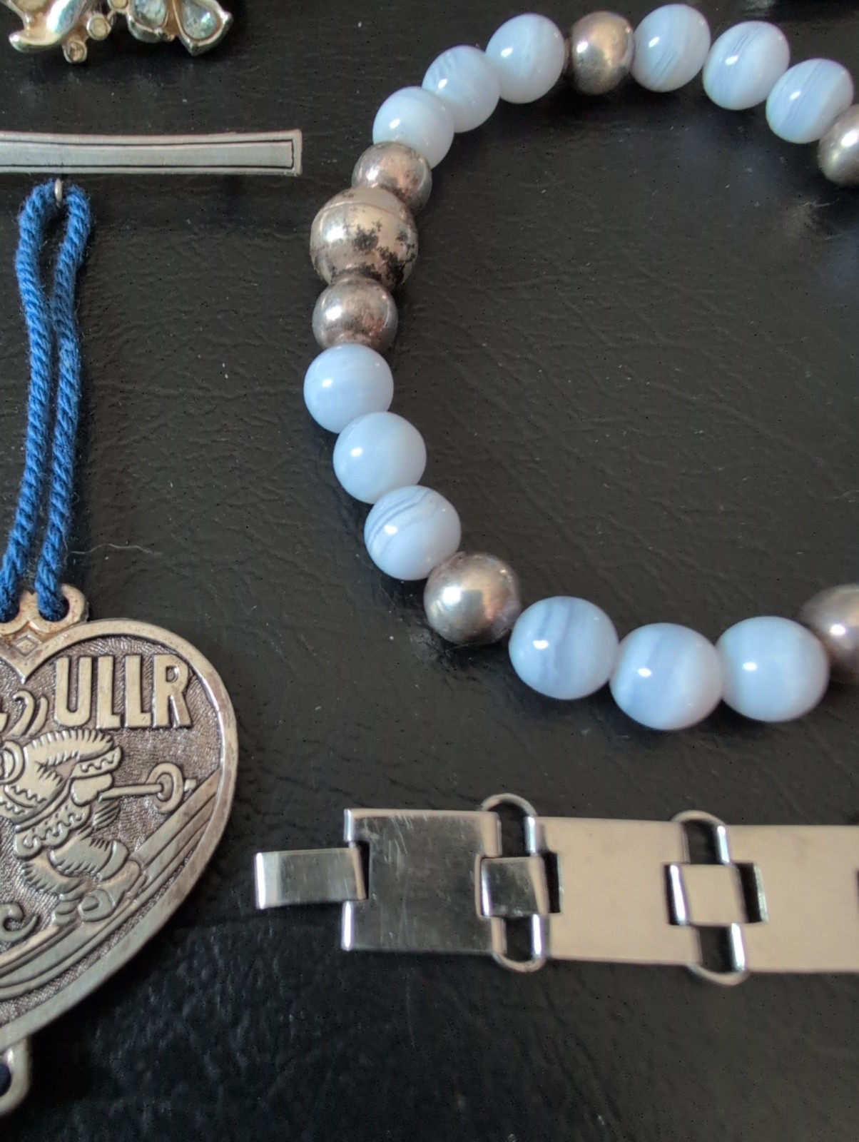 Vintage Mid Century Mod Estate Jewelry Lot Brooch Earrings Larimar Bracelet Doll