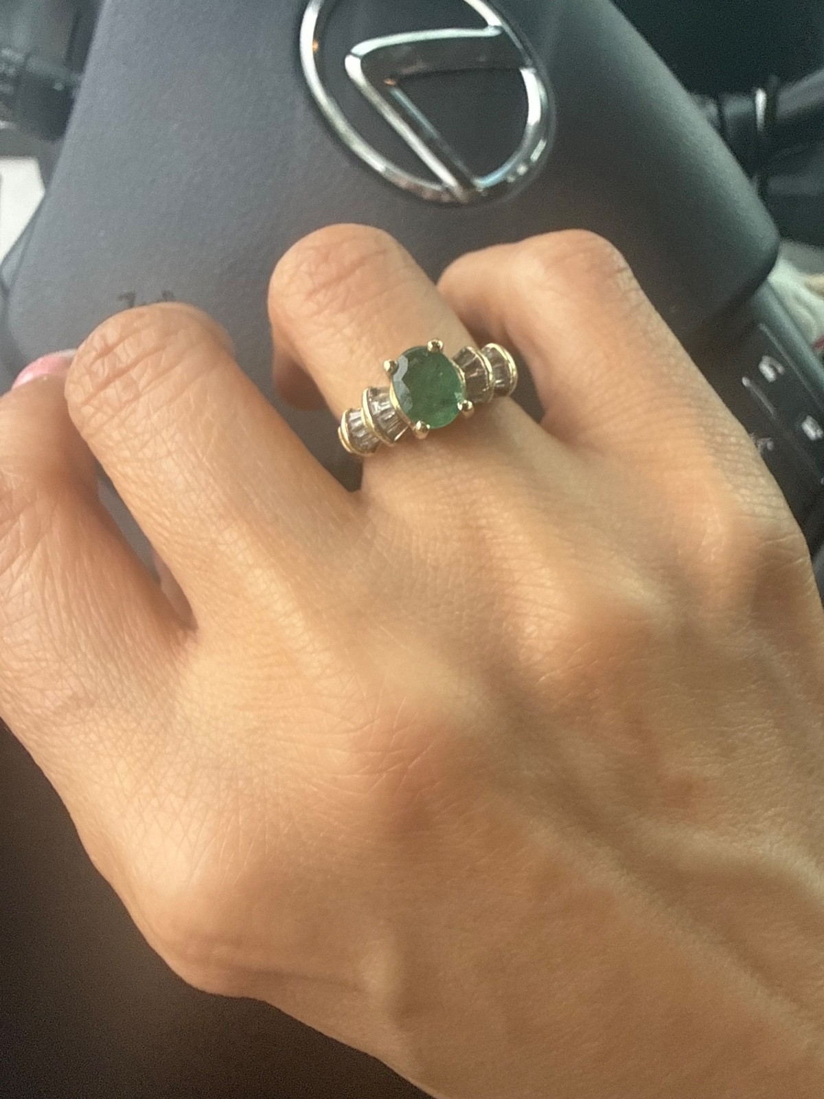 vintage antique 14k gold natural emerald ring