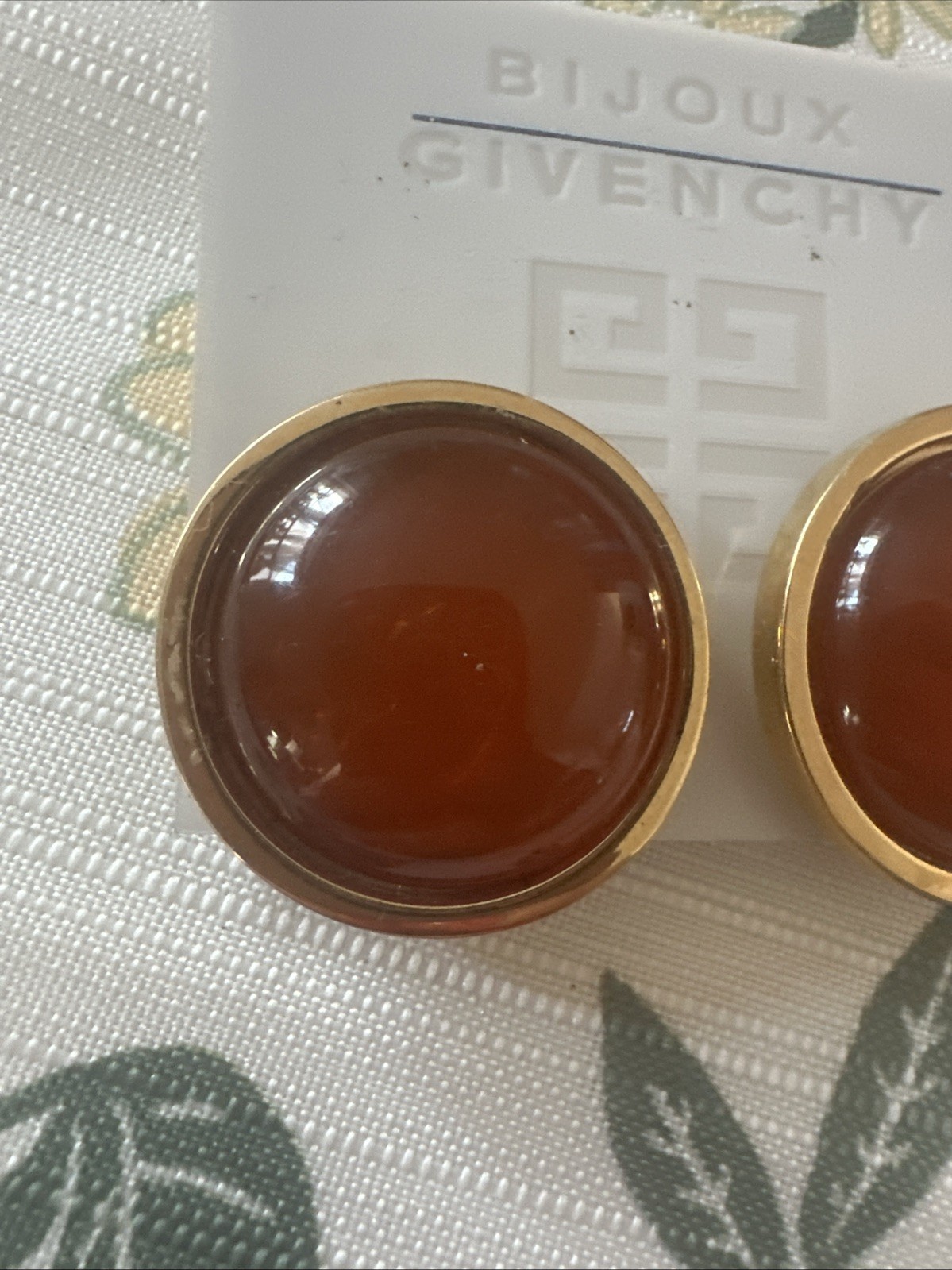 VINTAGE GIVENCHY MASSIVE GOLD TONE/CARNELIAN STATEMENT EARRINGS RARE