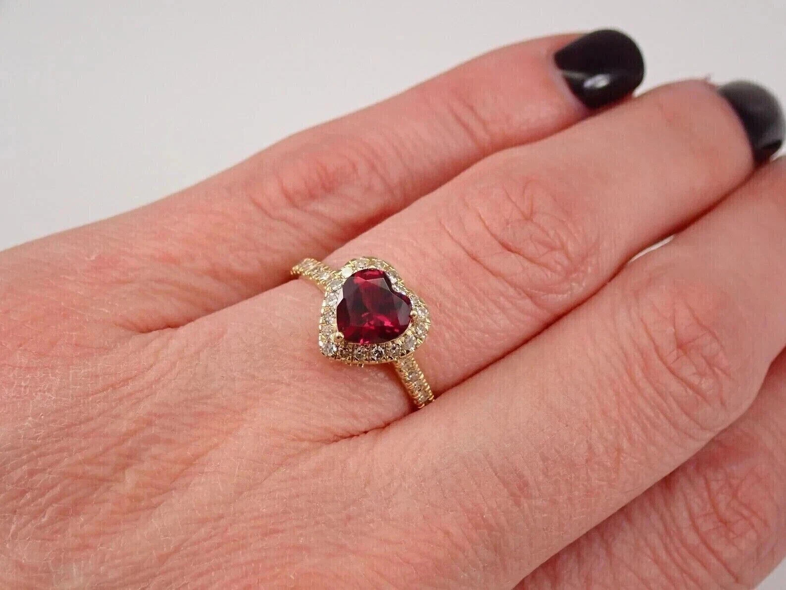 2.00Ct Heart Cut Red Ruby Lab Created Diamond 14K Yellow Gold FN Engagement Ring