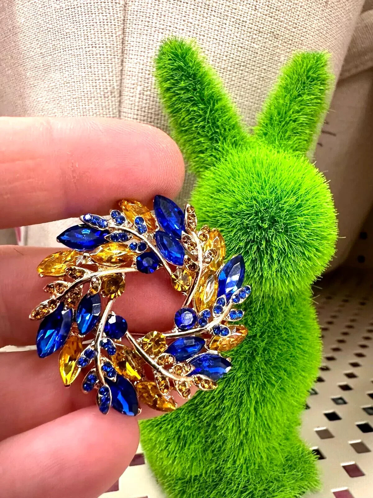New Ukrainian Easter Wreath Rhinestone Brooch, Wheat Pin, Easter Gift For Her