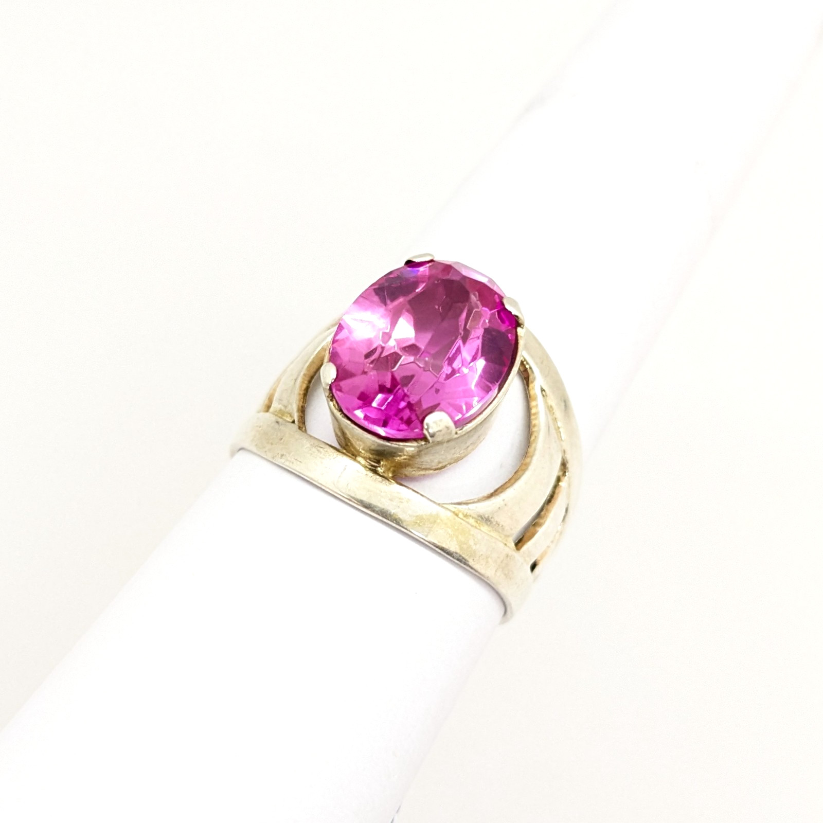 Vintage Luxury Soviet RING Silver⭐️875 with Big Bright Ruby -10.5US (20mm) | #77