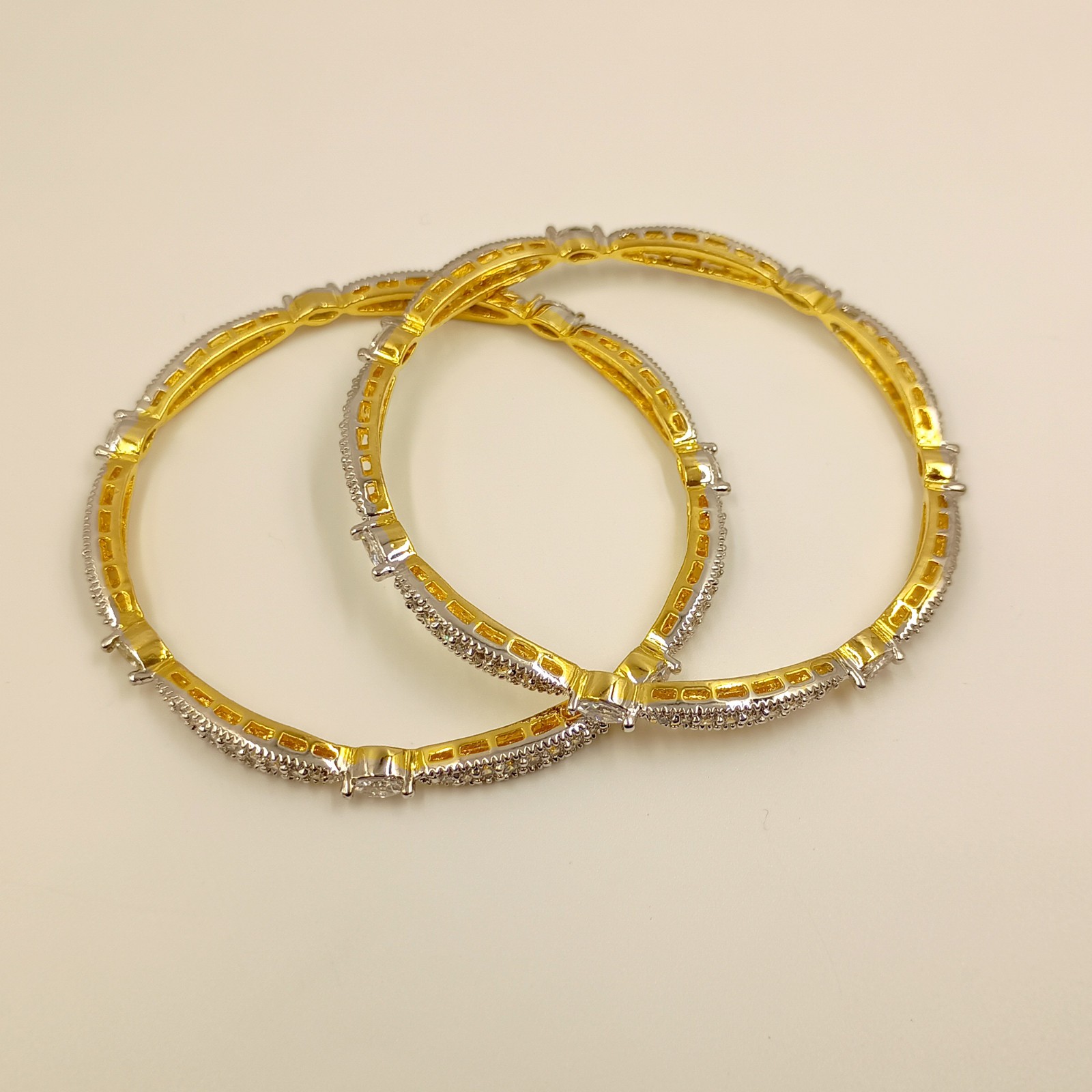Handmade South Indian CZ Bangle Set 22K Gold Plated Bridal Wedding Jewelry Sets