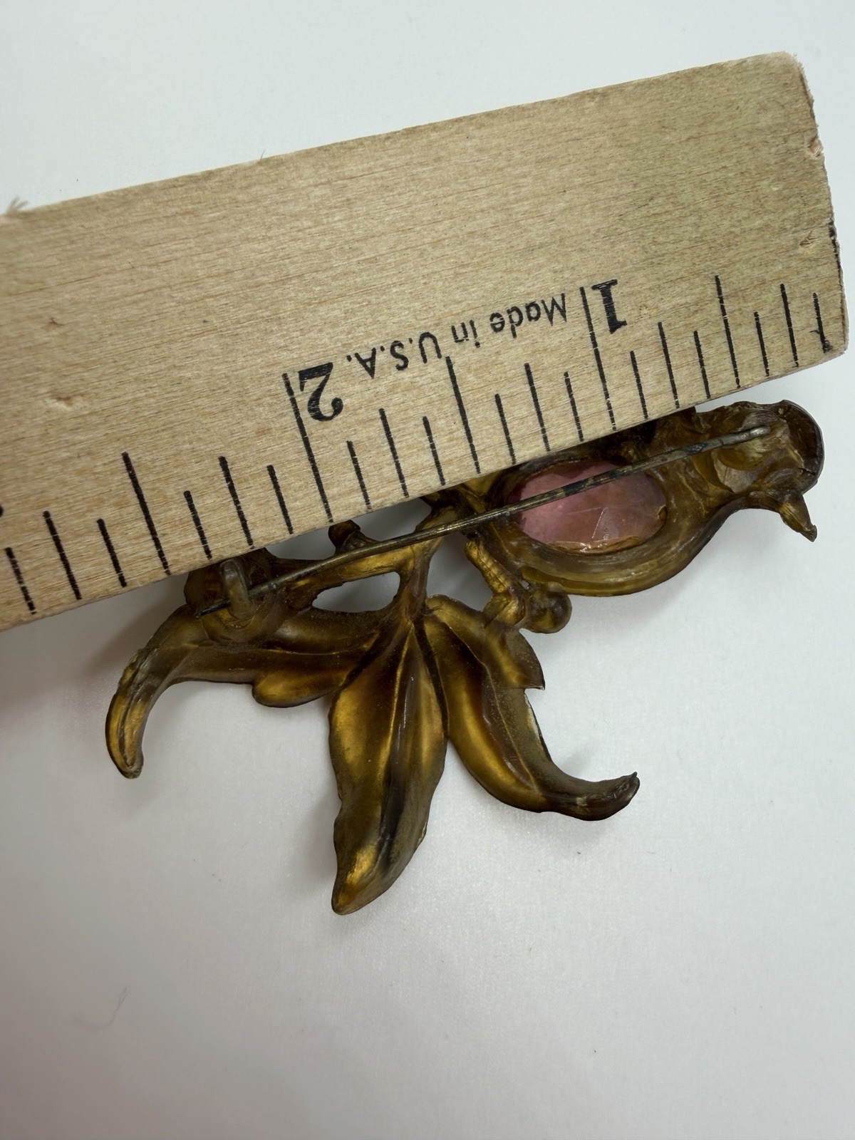 Vintage Brooch Bird Plastic Purple Early Plastic Bronze Color Purple Painted
