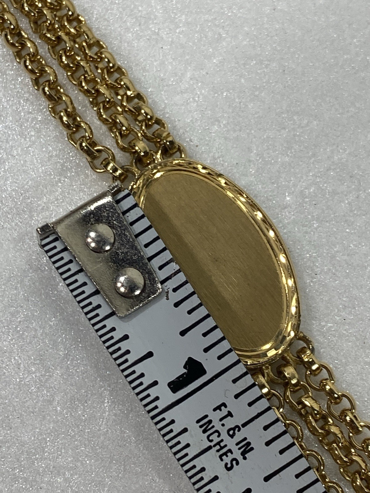 Vtg Speidel Gold Tone Oval ID 3 Chain Bracelet 7” Blank Unused! Ready To Engrave