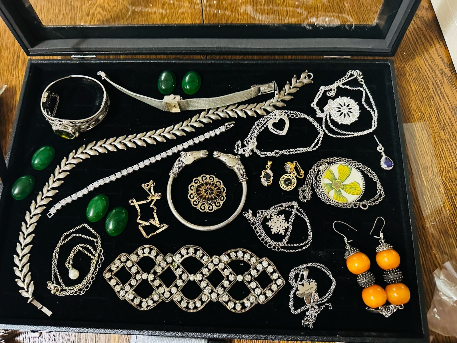 Lot Of 20+ Vintage Costume Jewelry Whiting Davis Bulova Loose Stones & More