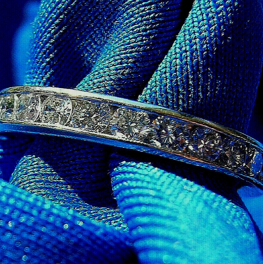 Original EARTH MINED DIAMOND Eternity Wedding Band Deco Style Anniversary Ring 6