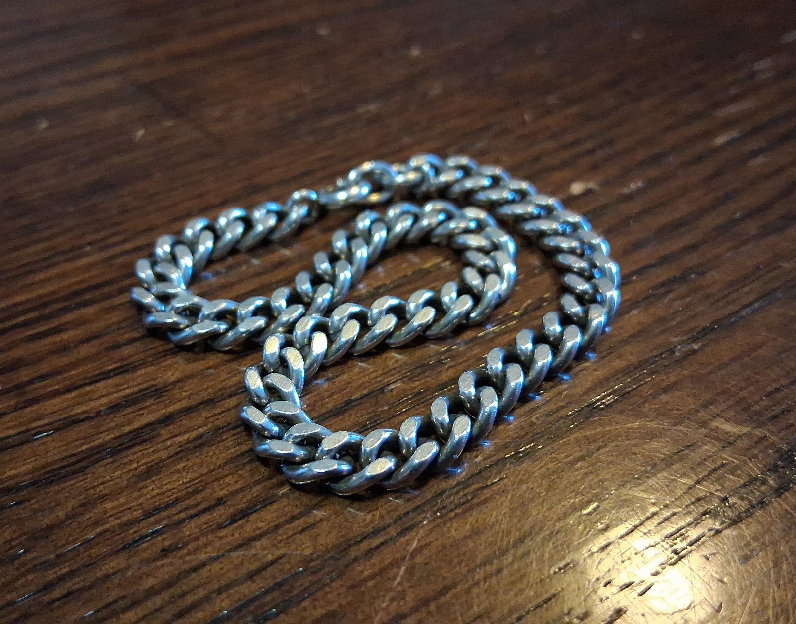 Vintage Chunky Sterling Silver Curb Chain Bracelet 8″ 14g See Pics/Description