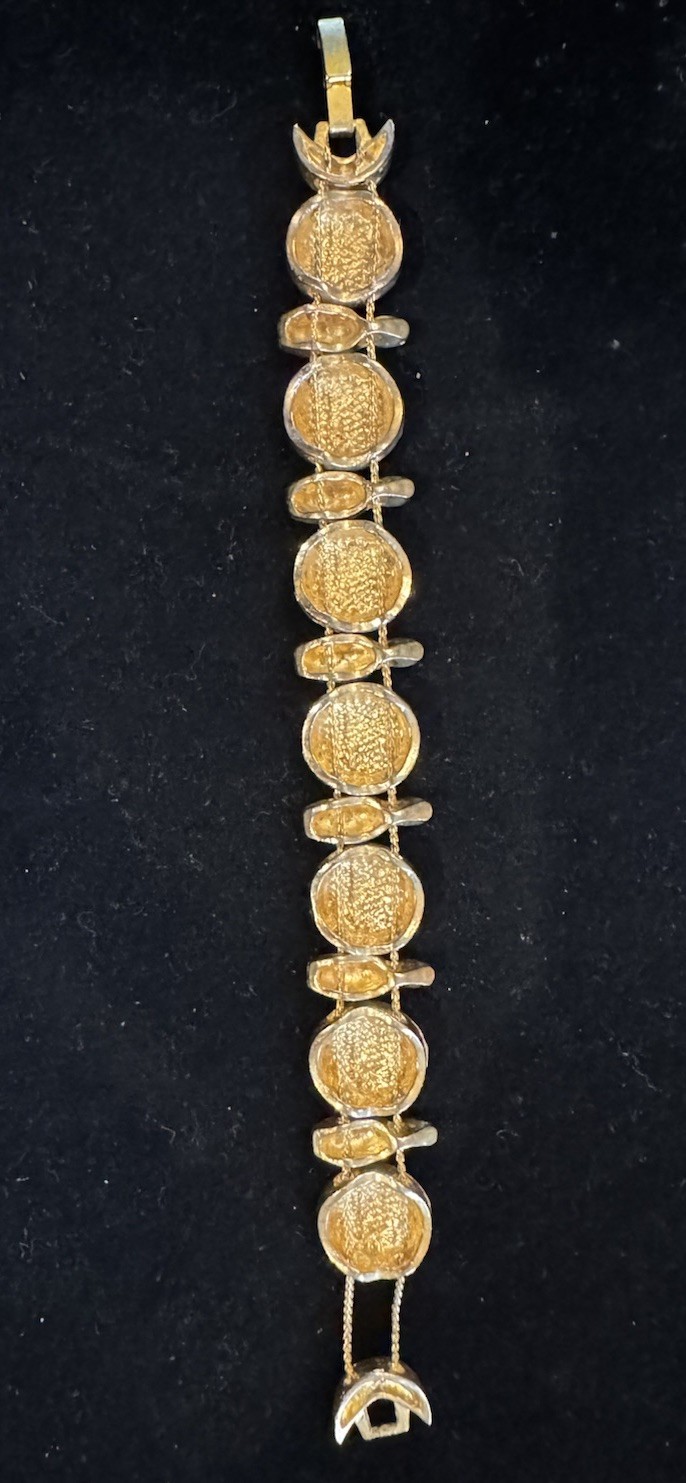 Gold Tone Bowling Ball Bowling Pins Vintage Slide Bracelet 6.5” League