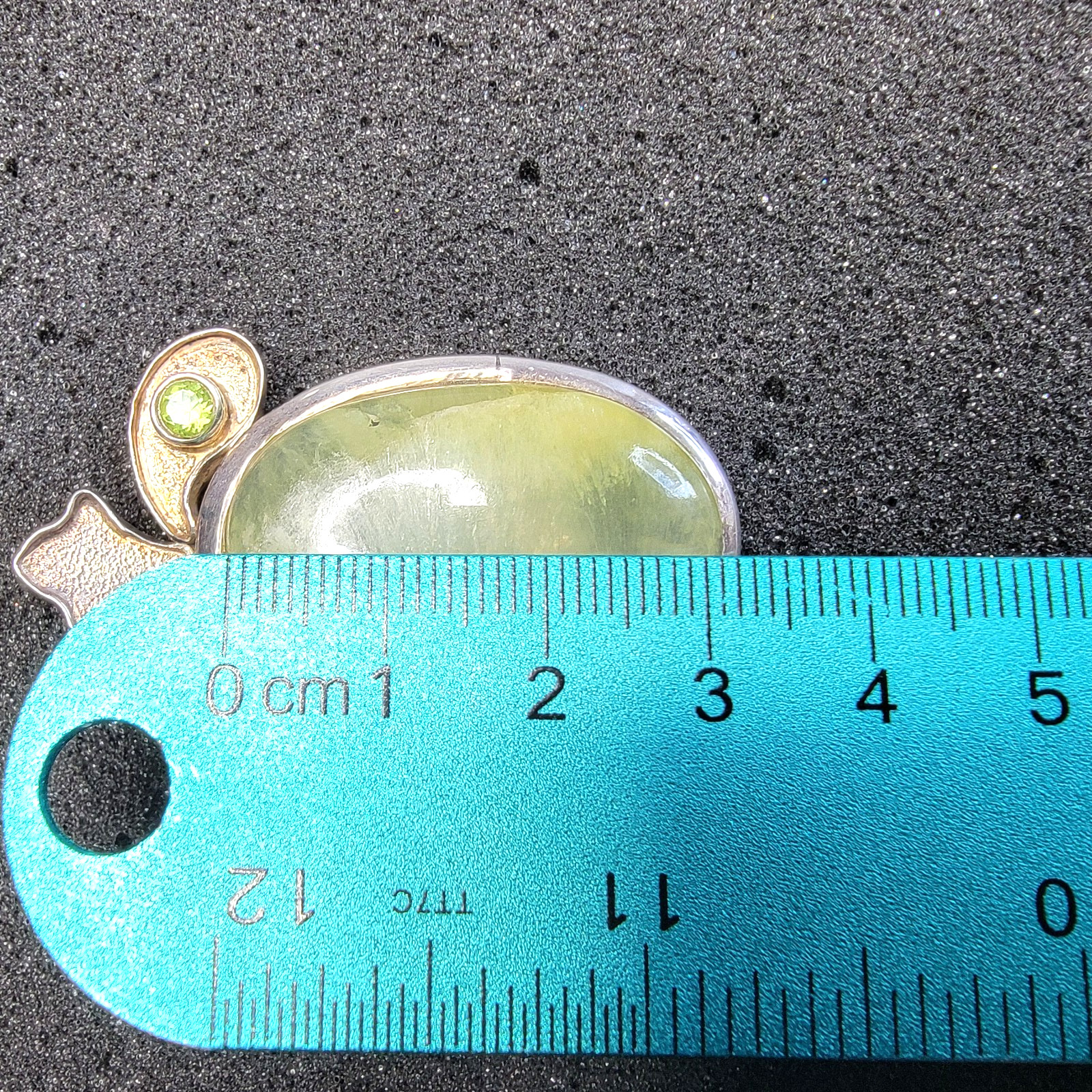 Vintage Prehnite Peridot Statement Pendant 925 Sterling Silver Large Boho 25g