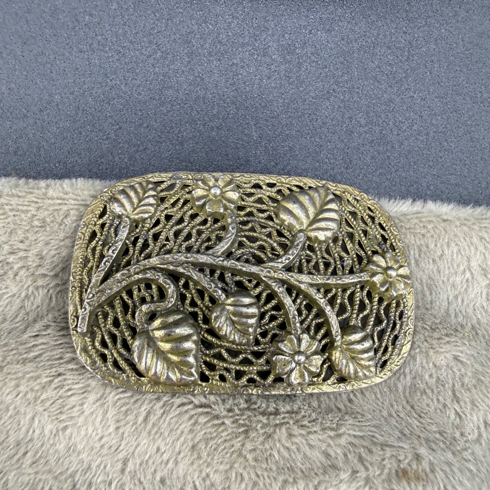 Vintage Little Nemo Filigree Nature Brooch Silver Tone Signed