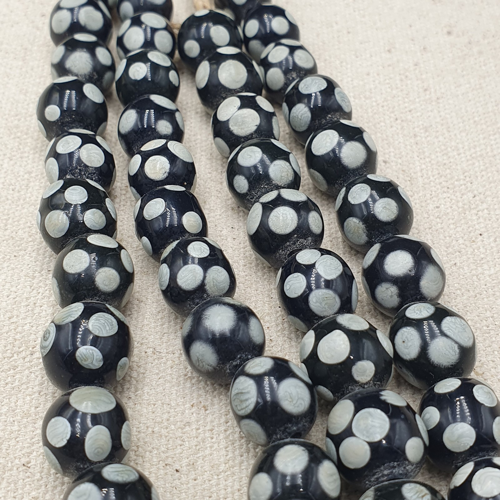 Authentic Vintage African Glass Beads Necklace Skunk Bead Design